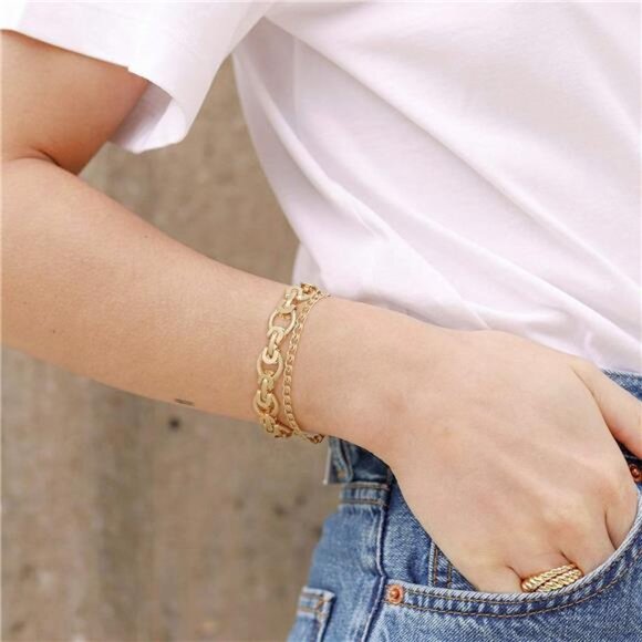 18k Gold Plated Personalized Chunky Cuban Oval Link Chain Bracelets - Picture 5 of 7